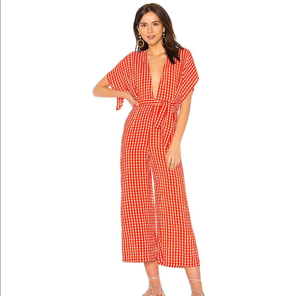 Faithfull the Brand Red Gingham Jumpsuit